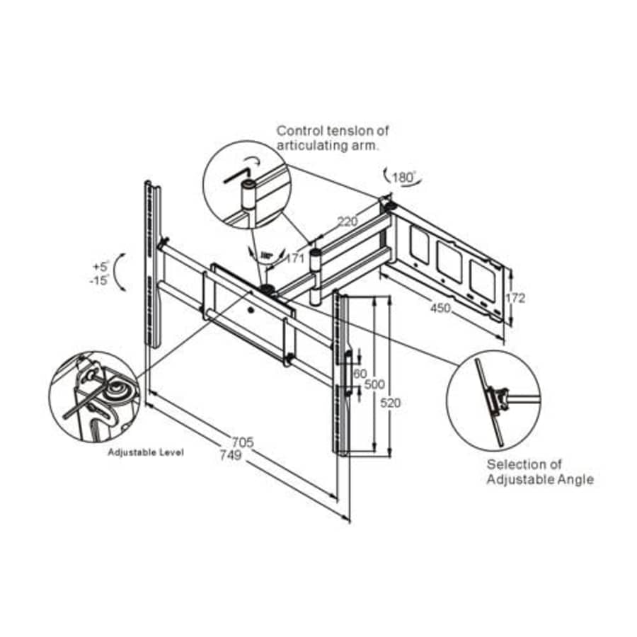 OSD Audio TSM-WA8S Full Motion Wall Mount for 32-inch to 60-inch Plasma or LCD TV for $73