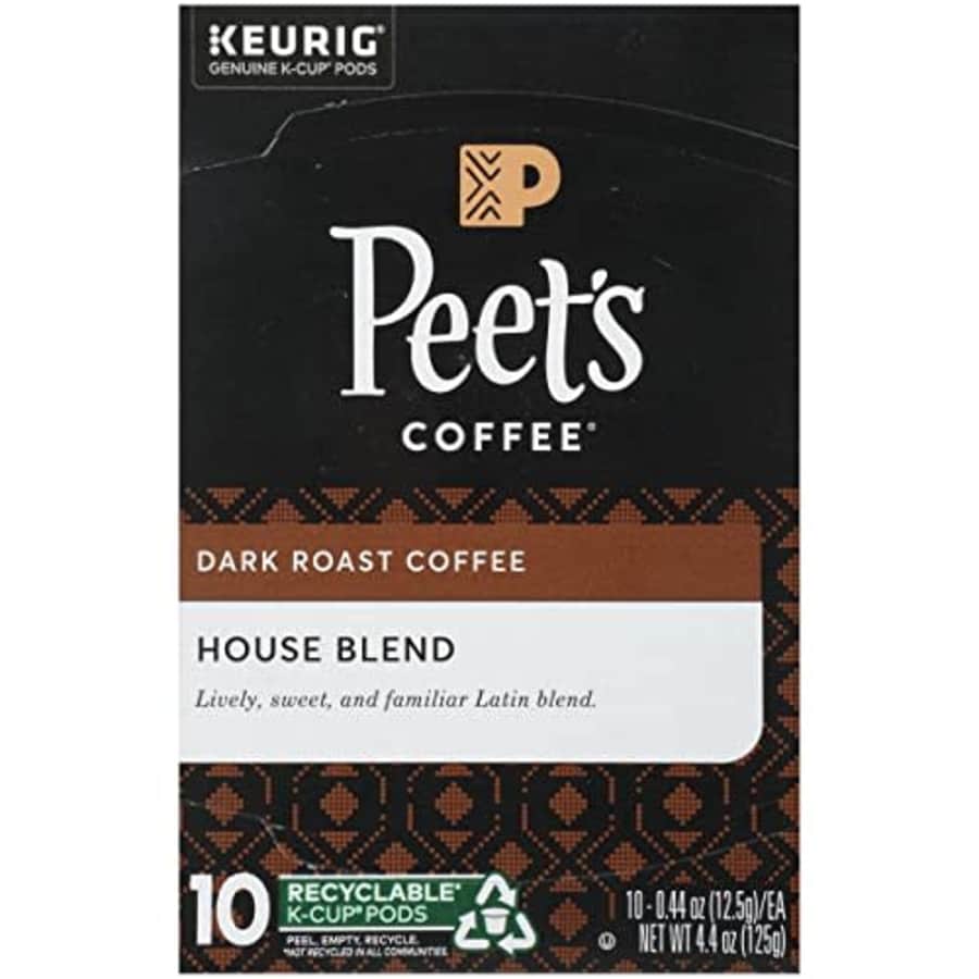 Peet's Coffee House K Cup Coffee Pods for Keurig Brewers, Dark Roast, 10 Pods, 4.4 oz for $12 Peet's Coffee House K Cup Coffee Pods for Keurig Brewers, Dark Roast, 10 Pods, 4.4 oz for $12