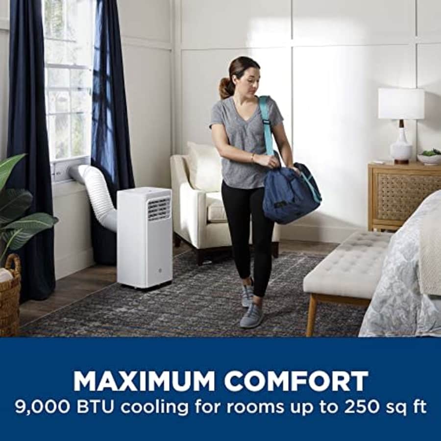 GE 9,000 BTU Portable Air Conditioner for Small Rooms up to 250 sq ft. (6,100 BTU SACC), 3-in-1 for $314