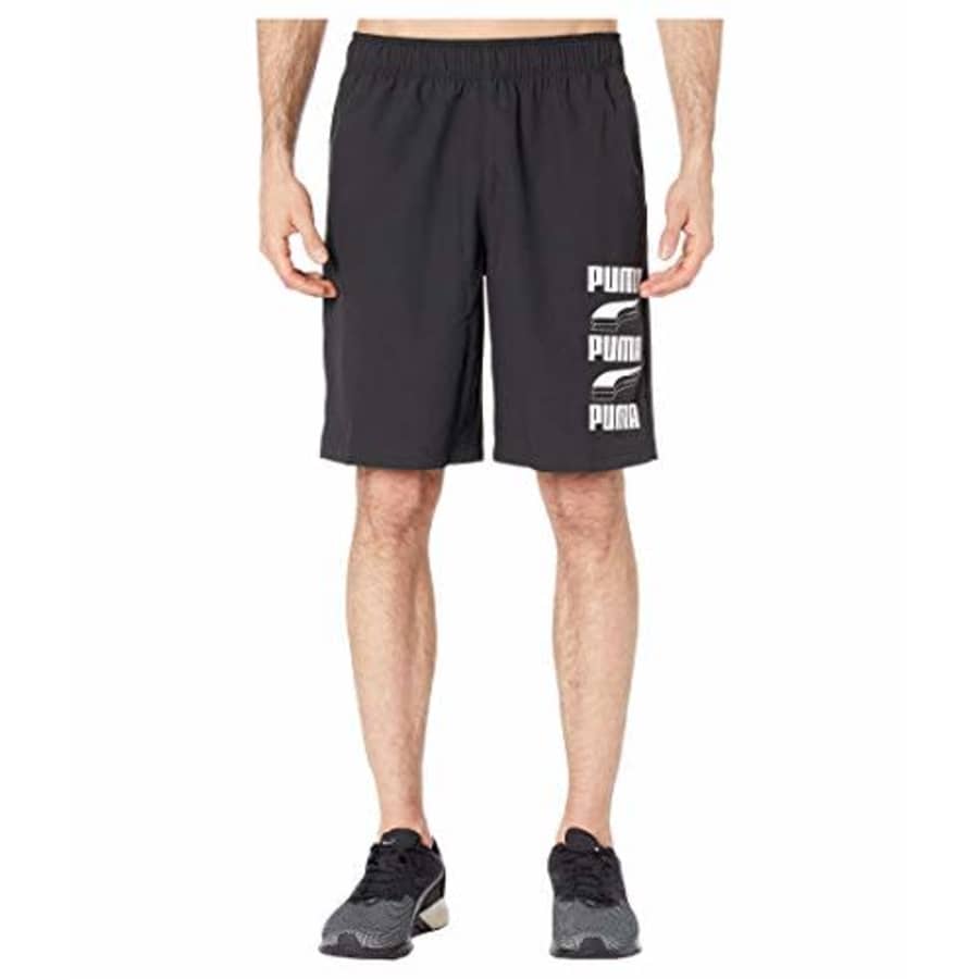 PUMA Men's Rebel Woven 9" Shorts, Black/White, S for $15