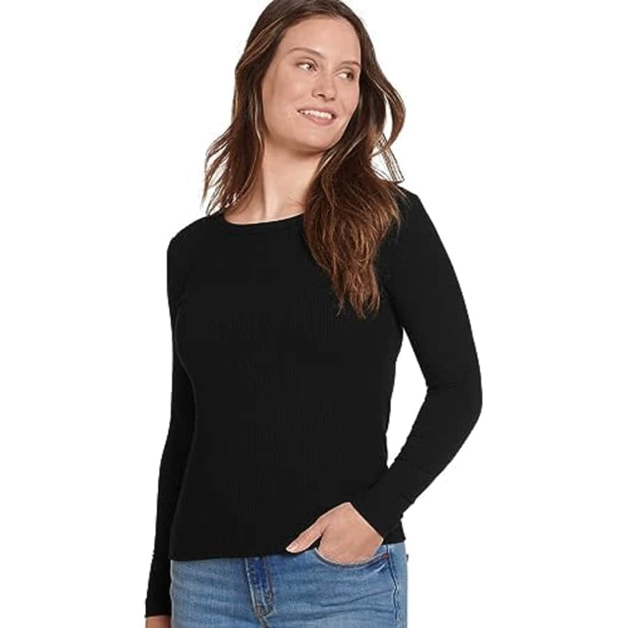 Jockey Women's Activewear Rib Knit Long Sleeve Tee, Black, L for $14 Jockey Women's Activewear Rib Knit Long Sleeve Tee, Black, L for $14