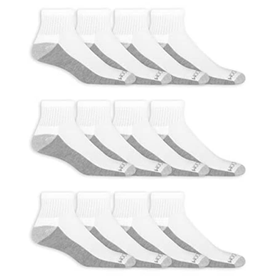 Fruit Of the Loom Men's Dual Defense Ankle Socks (12 Pack), White, 6-12 for $15