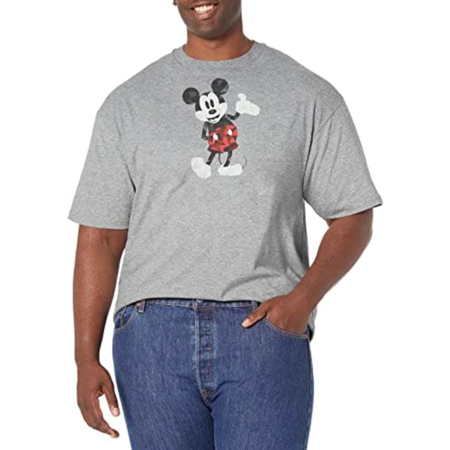 Disney Big & Tall Classic Mickey Poly Men's Tops Short Sleeve Tee Shirt, Athletic Heather, XX-Large for $25 Disney Big & Tall Classic Mickey Poly Men's Tops Short Sleeve Tee Shirt, Athletic Heather, XX-Large for $25