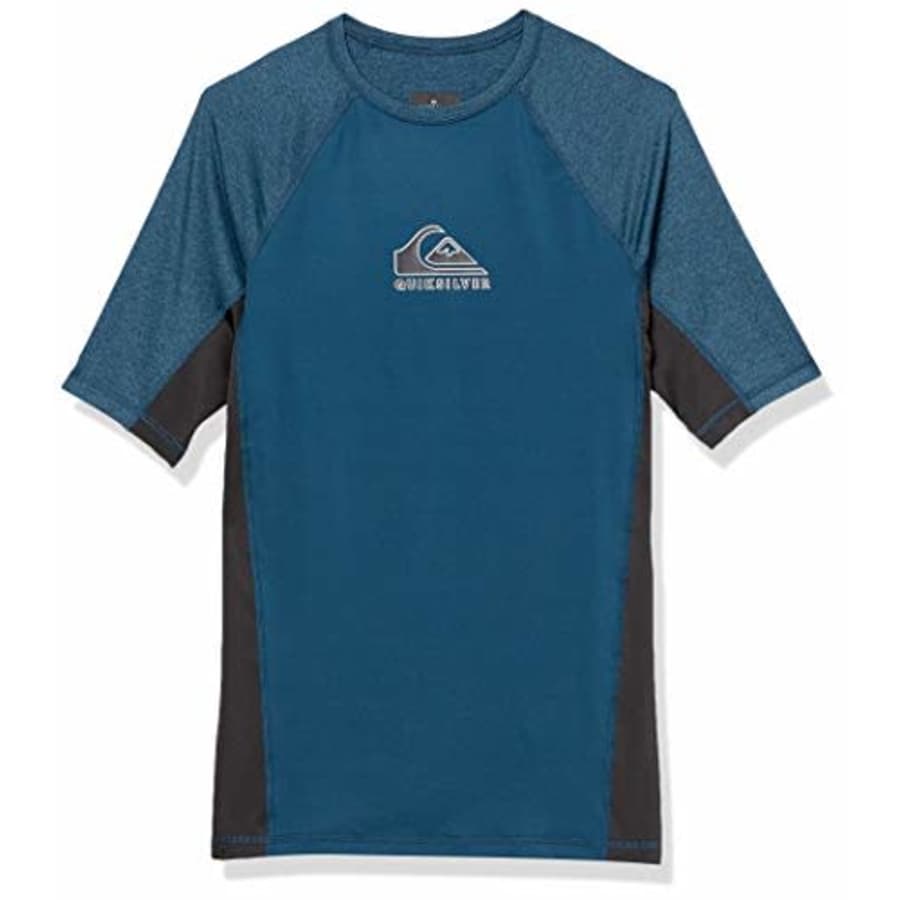 Quiksilver Men's BACKWASH SS Short Sleeve Rashguard SURF Shirt, Majolica Blue Heather, XX-Large for $31
