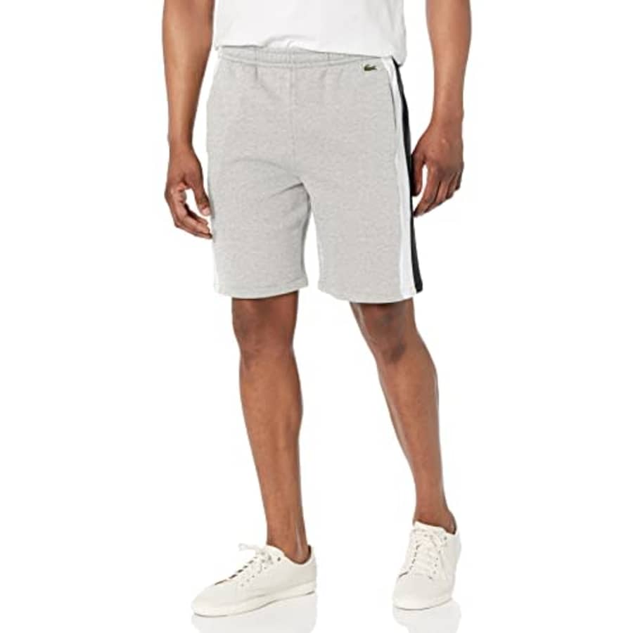 Lacoste Men's Regular Fit Shorts with Adjustable Waist, Silver Chine/Black-White, X-Large for $51 Lacoste Men's Regular Fit Shorts with Adjustable Waist, Silver Chine/Black-White, X-Large for $51