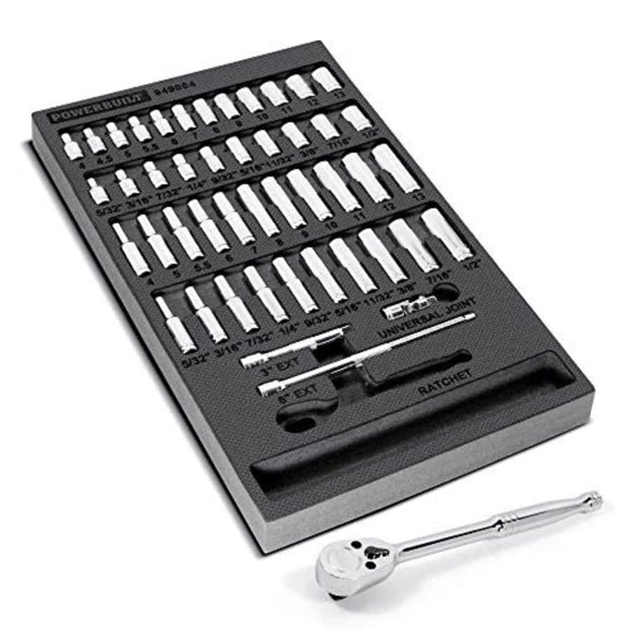 Powerbuilt 47 Piece Socket, Ratchet, Accessories Tool Set, 1/4-Inch Drive, SAE and Metric, Storage for $59 Powerbuilt 47 Piece Socket, Ratchet, Accessories Tool Set, 1/4-Inch Drive, SAE and Metric, Storage for $59