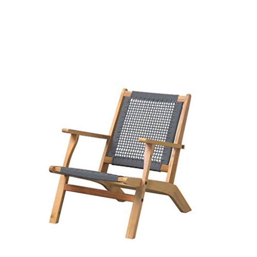 Patio Sense 63635 Vega Natural Stain Outdoor Chair Acacia Wood Construction Woven Web Seat Mid for $130