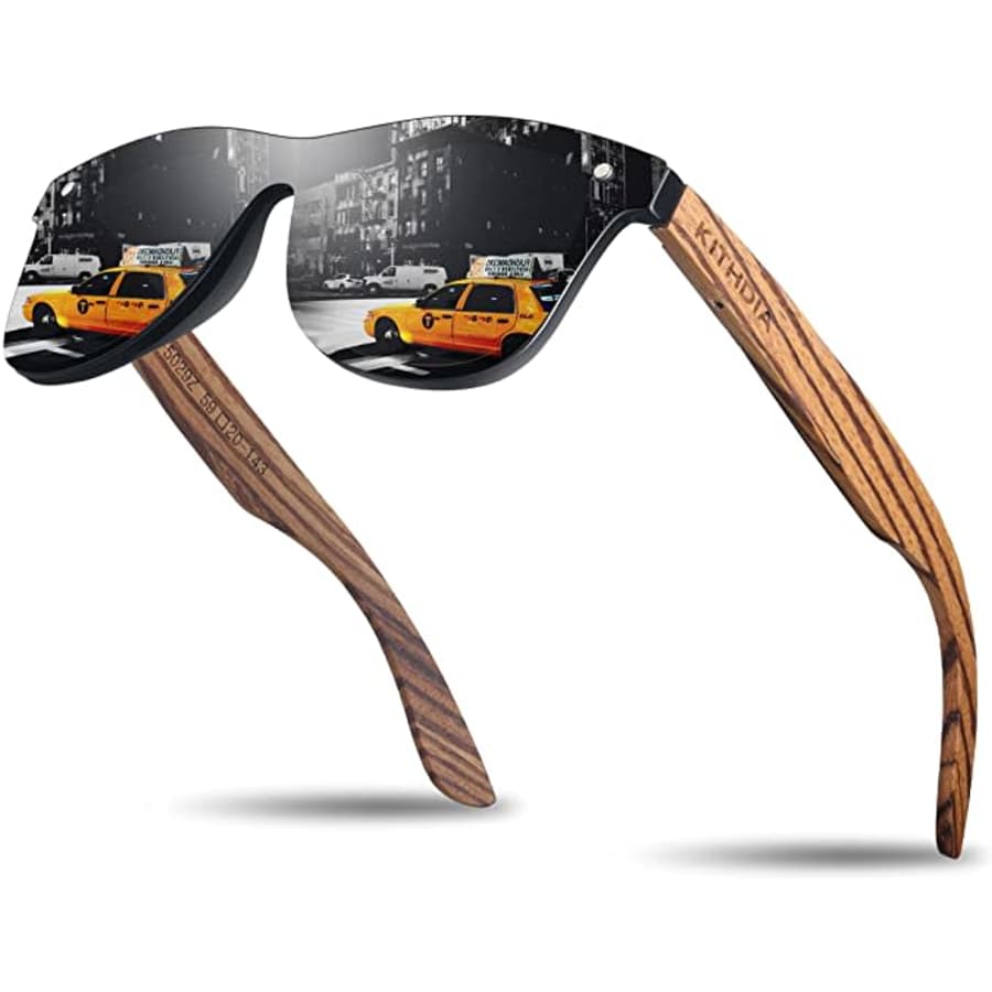 Kithdia Polarized Bamboo Sunglasses for $22