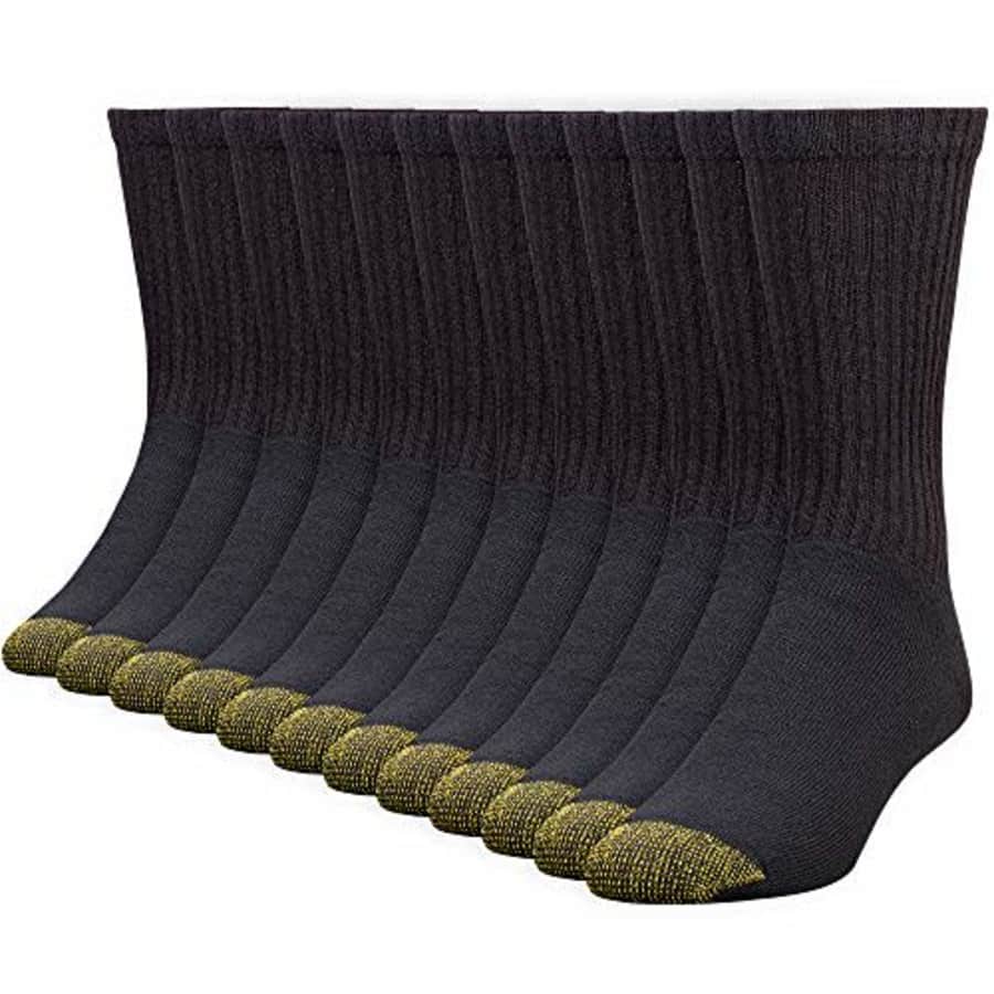 Gold Toe Men's 656s Cotton Crew Athletic Socks, Multipairs, Black (12-Pairs), X-Large for $15 Gold Toe Men's 656s Cotton Crew Athletic Socks, Multipairs, Black (12-Pairs), X-Large for $15