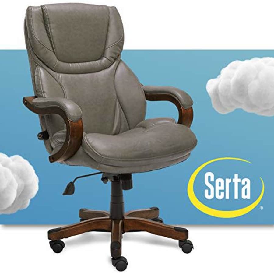 Serta Big and Tall Executive Office Chair with Wood Accents Adjustable High Back Ergonomic Lumbar for $300