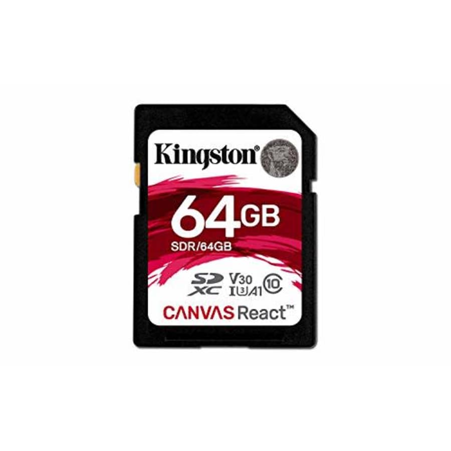 Kingston 64GB SDXC Canvas React 100R/80W CL10 UHS-I U3 V30 A1 for $18