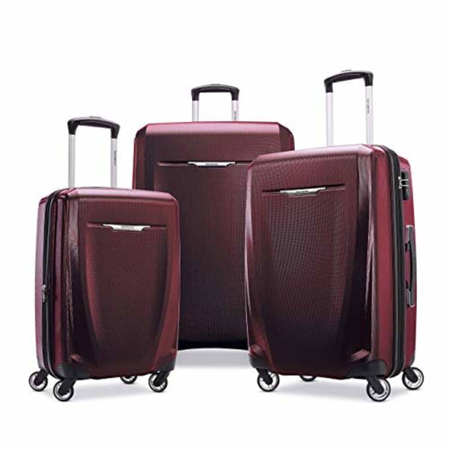 Samsonite Winfield 3 DLX Hardside Expandable Luggage with Spinners, Burgundy, 3-Piece Set (20/25/28) for $450