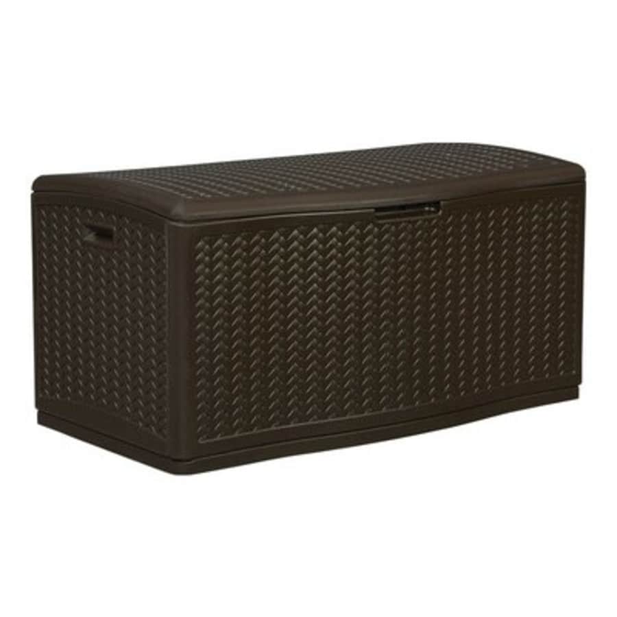 Suncast 124-gal. resin wicker deck box for $99 Suncast 124-gal. resin wicker deck box for $99