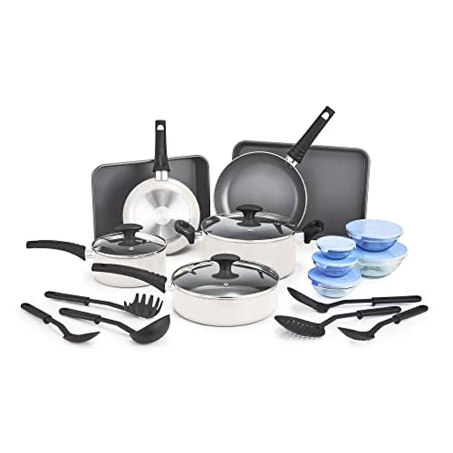 BELLA Nonstick Cookware Set with Glass Lids - Aluminum Bakeware, Pots and Pans, Storage Bowls & for $69 BELLA Nonstick Cookware Set with Glass Lids - Aluminum Bakeware, Pots and Pans, Storage Bowls & for $69