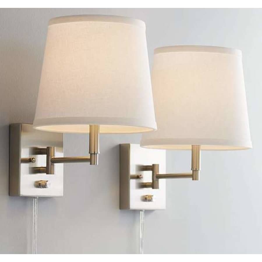 Lanett Brushed Nickel Swing Arm Plug-In Wall Lamp Set of 2 for $100
