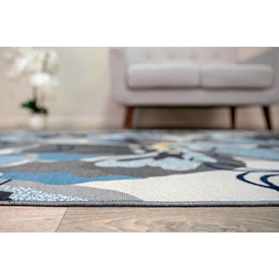 Rugshop Modern Large Floral Non-Slip (Non-Skid) Area Rug 5 X 7 (5' 3" X 7' 3") Gray-Blue for $90