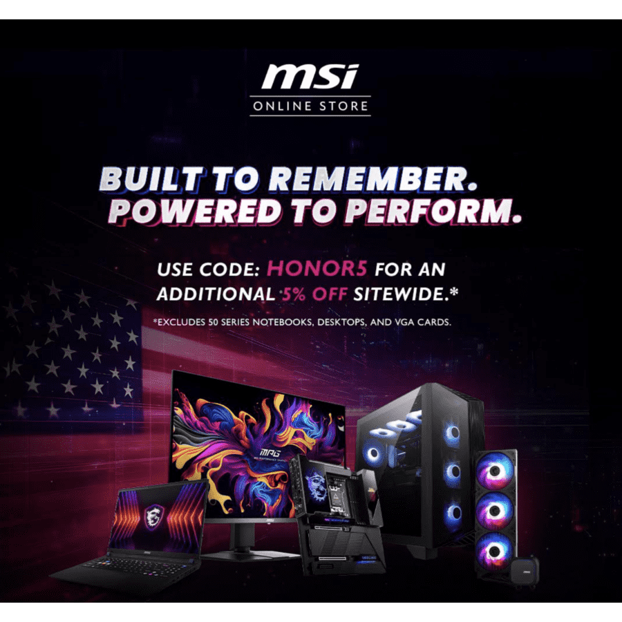 MSI Memorial Day Sale: 5% off MSI Memorial Day Sale: 5% off
