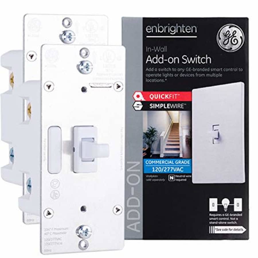 GE Enbrighten Add-On Switch 2-pack with QuickFit and SimpleWire, GE Z-Wave/GE Zigbee Smart Lighting for $32