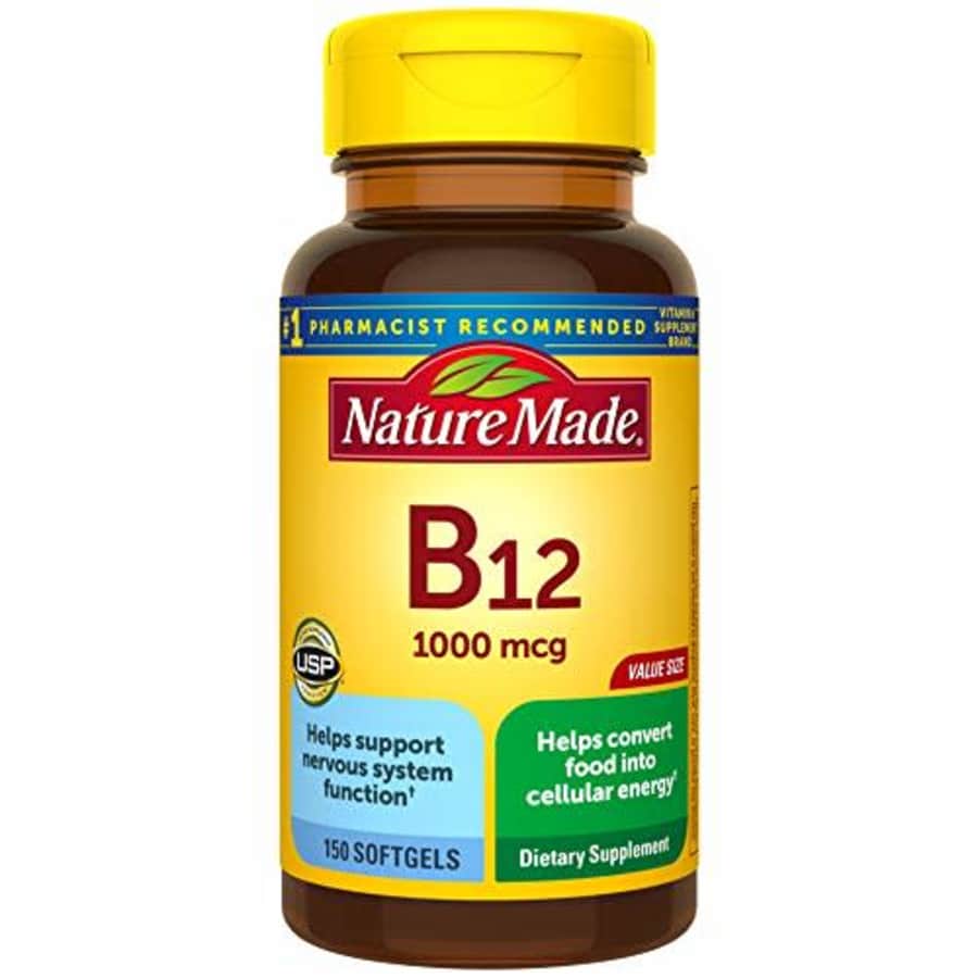 Nature Made Vitamin B12 1000 mcg Softgels, 150 Count Value Size (Packaging May Vary) for $21 Nature Made Vitamin B12 1000 mcg Softgels, 150 Count Value Size (Packaging May Vary) for $21