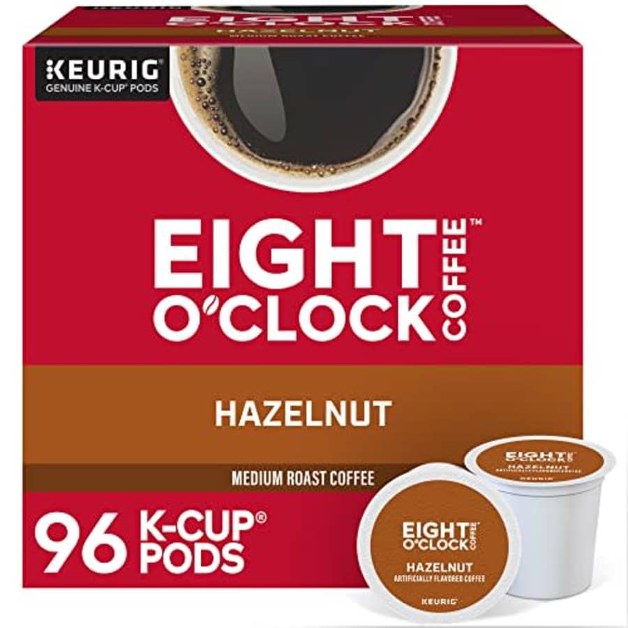Eight O'Clock Coffee Hazelnut Single-Serve Keurig K-Cup Pods, Medium Roast Coffee Pods, 96 Count for $44 Eight O'Clock Coffee Hazelnut Single-Serve Keurig K-Cup Pods, Medium Roast Coffee Pods, 96 Count for $44