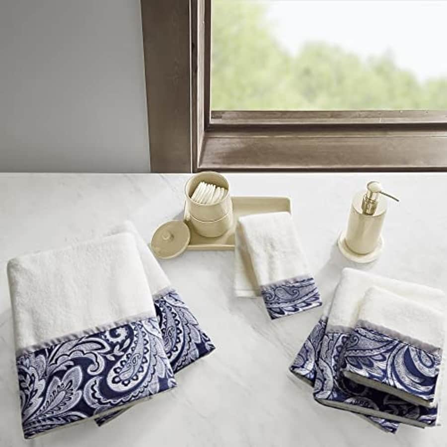 Madison Park Aubrey 100% Cotton Luxurious Bath Towel Set Highly Absorbent, Quick Dry, Jacquard for $50