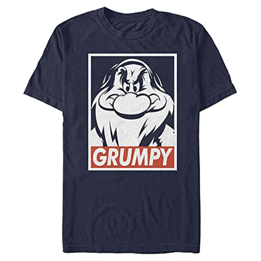 Disney Men's Princess Grumps T-Shirt, Navy Blue, Medium for $20