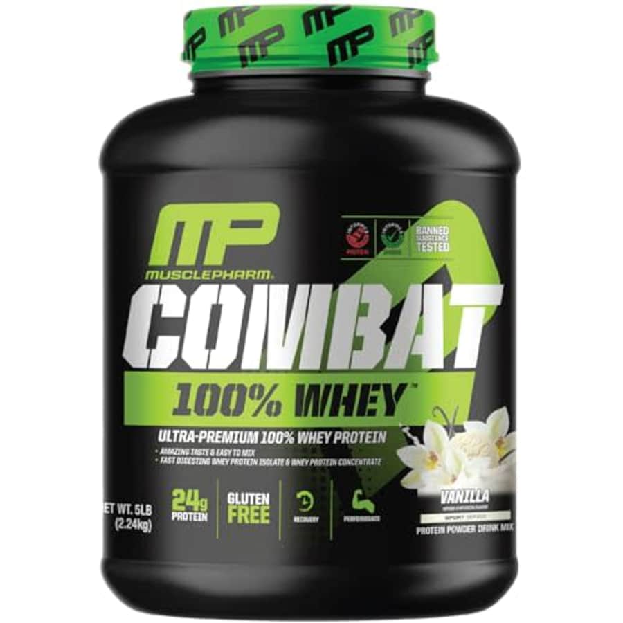 Muscle Pharm MusclePharm Combat 100% Whey Protein Powder, Vanilla Flavor, Fast Recovery & Muscle Gain with Whey for $85 Muscle Pharm MusclePharm Combat 100% Whey Protein Powder, Vanilla Flavor, Fast Recovery & Muscle Gain with Whey for $85