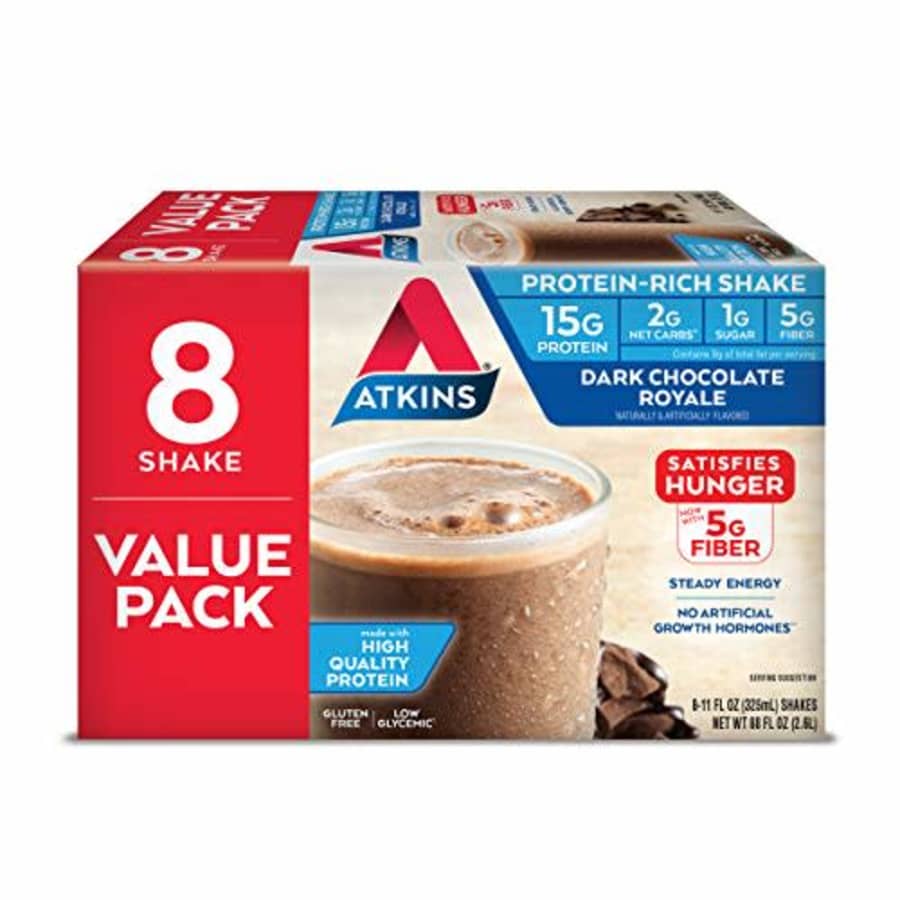Atkins Gluten Free Protein-Rich Shake, Dark Chocolate Royale, Keto-Friendly, 8 Count for $13