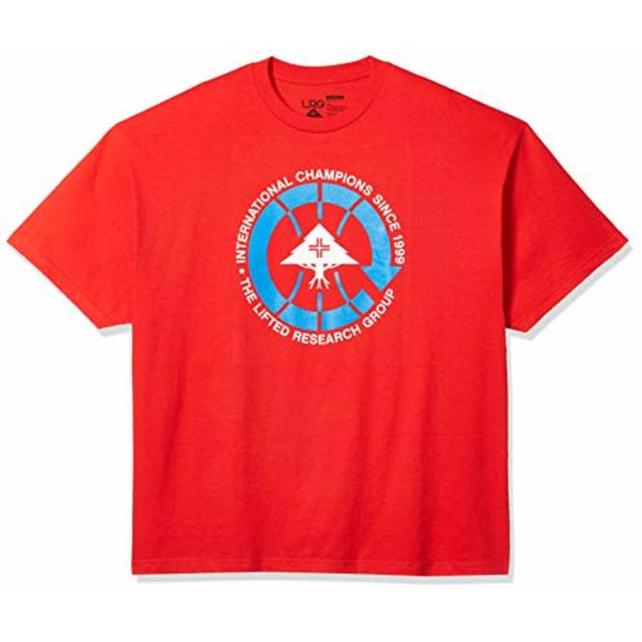LRG Men's Crew Neck Short Sleeve T-Shirt, Red, M for $18
