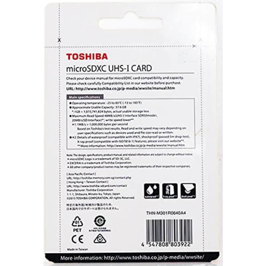 Toshiba 64GB Micro SDXC Class 10 UHS-I Exceria 48MB/s Memory Card (THN-M301R0640A4) for $49 Toshiba 64GB Micro SDXC Class 10 UHS-I Exceria 48MB/s Memory Card (THN-M301R0640A4) for $49
