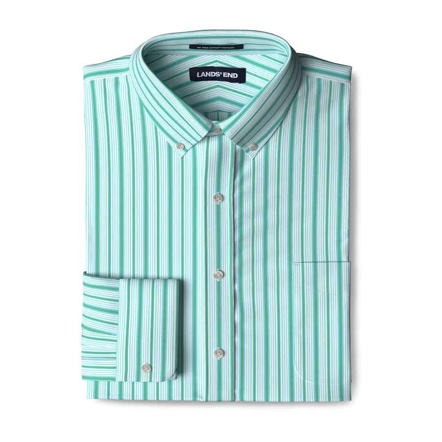 Lands' End Men's Pattern No-Iron Supima Pinpoint Button-Down Collar Dress Shirt for $15