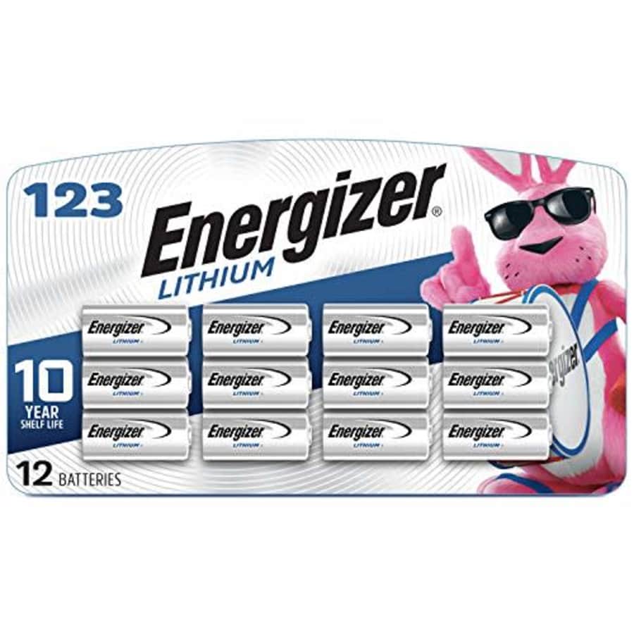 Energizer 123 Lithium Batteries, 3V CR123A Lithium Photo Batteries (12 Battery Count) for $27