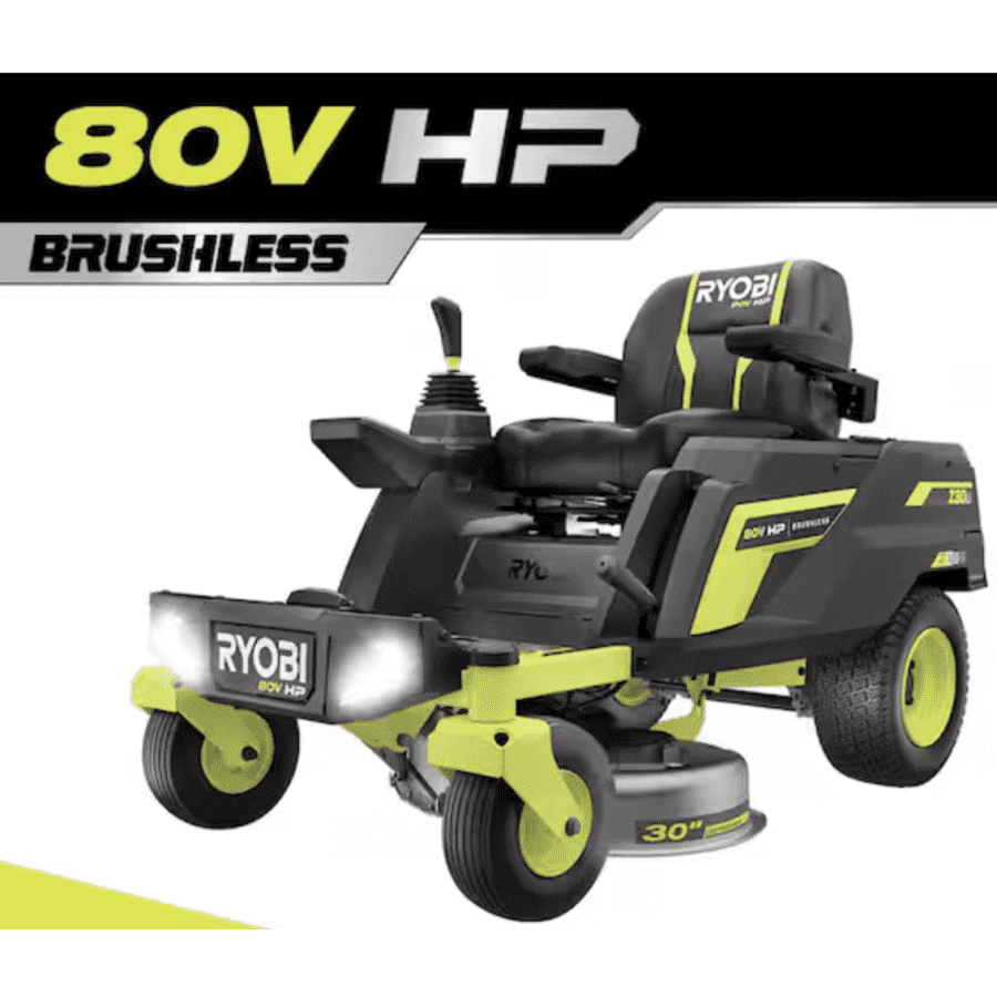Ryobi 80V HP Brushless 30" Battery Electric Cordless Zero Turn Riding Mower for $2,999 w/free gift worth up to $363 Ryobi 80V HP Brushless 30" Battery Electric Cordless Zero Turn Riding Mower for $2,999 w/free gift worth up to $363