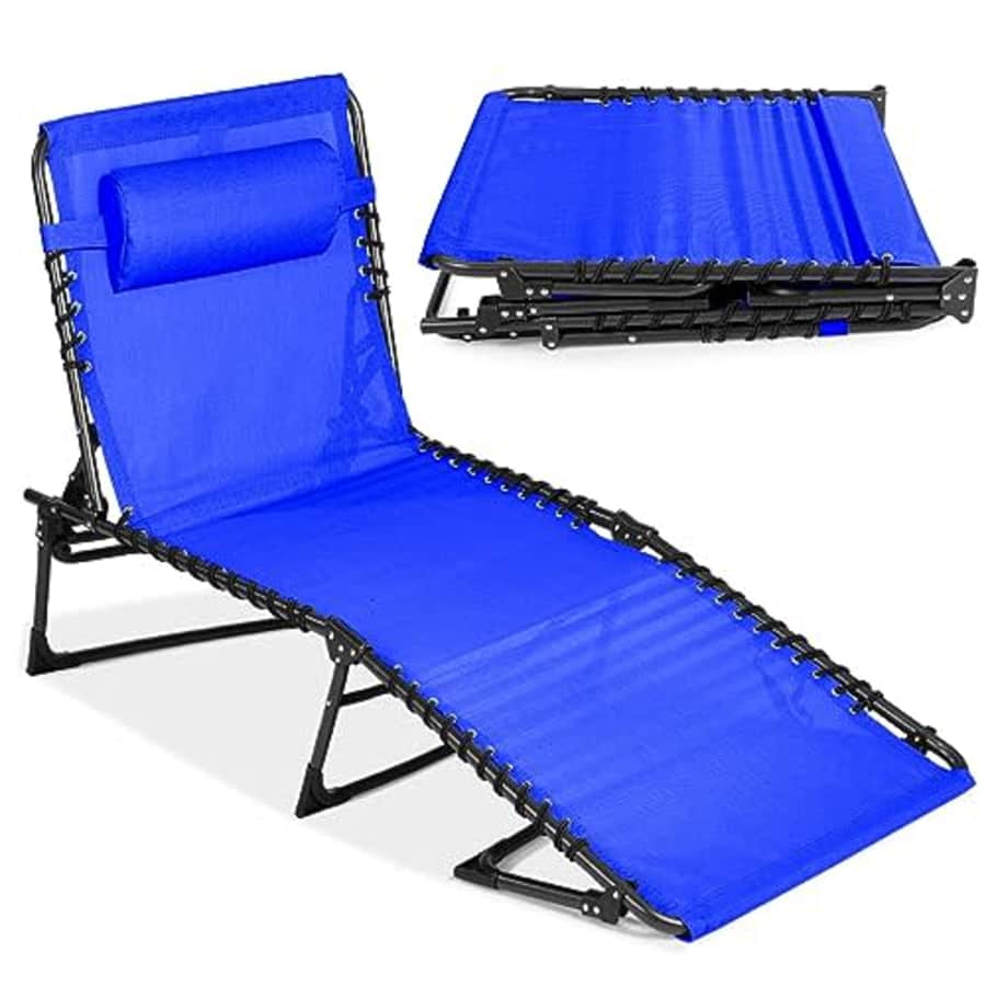 Best Choice Products Patio Chaise Lounge Chair, Outdoor Portable Folding in-Pool Recliner for Lawn, for $55
