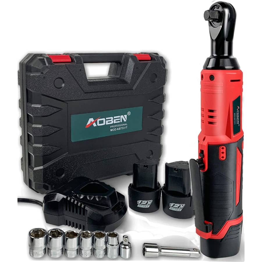 Aoben 3/8" 12V Cordless Electric Ratchet Wrench Set: $37.99