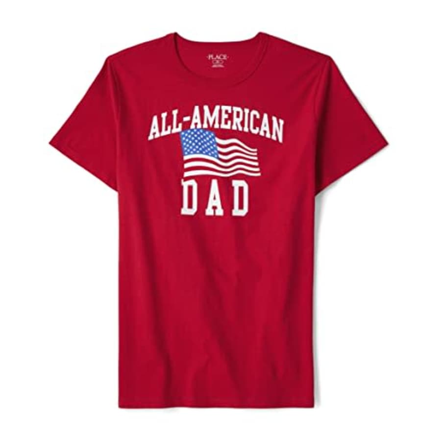 The Children's Place Men's Short Sleeve Graphic T-Shirt, All American Dad, Large for $9