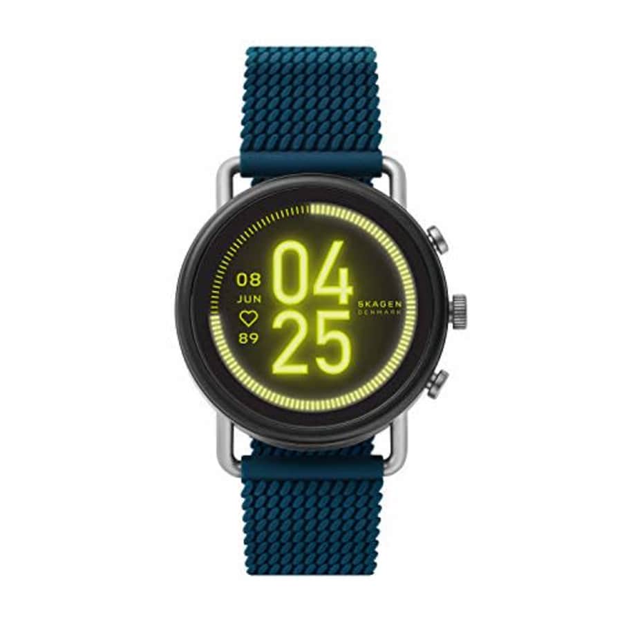 Skagen Connected Falster 3 Gen 5 Stainless Steel and Silicone Touchscreen Smartwatch, Color: Blue for $245