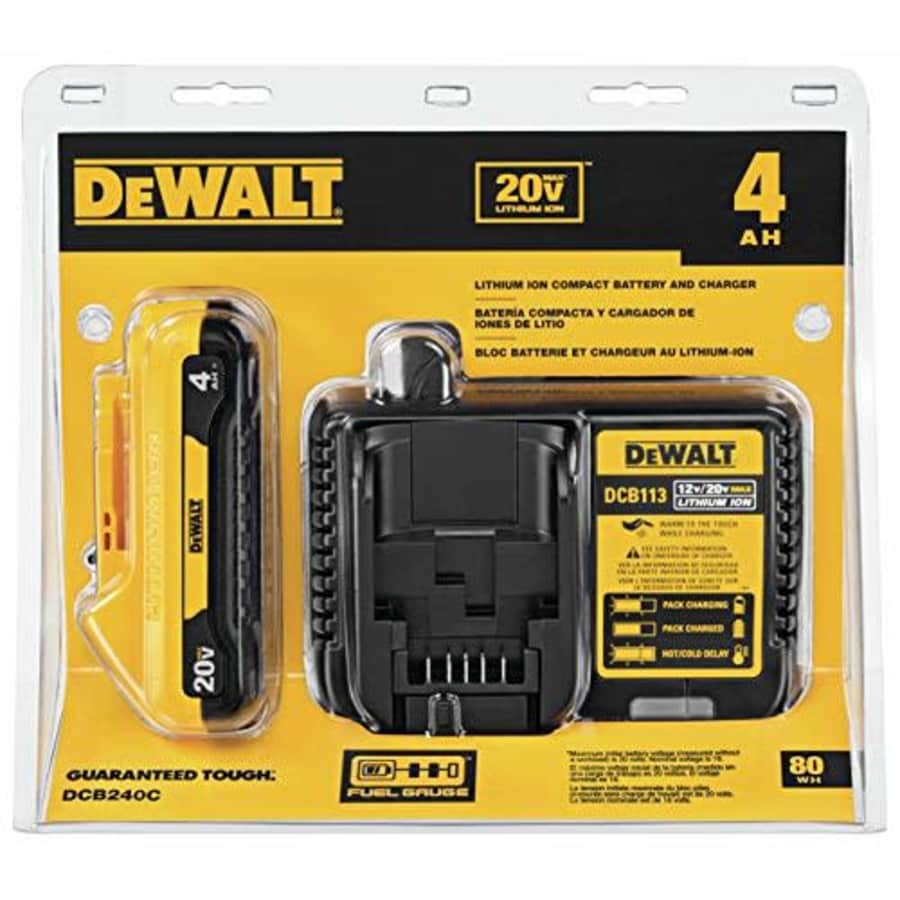 DEWALT 20V MAX Battery, Compact Starter Kit, 4.0-Ah (DCB240C) for $96 DEWALT 20V MAX Battery, Compact Starter Kit, 4.0-Ah (DCB240C) for $96