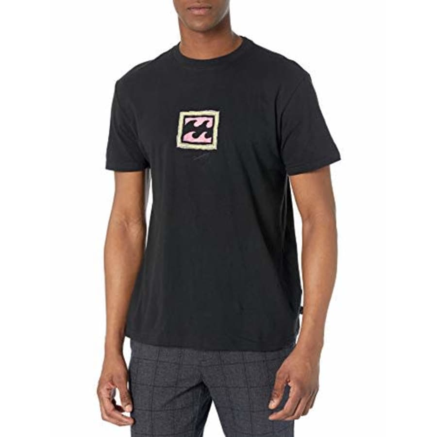 Billabong Men's Short Sleeve Premium Logo Graphic Tee T-Shirt, Black Crayon Wave, SM for $27