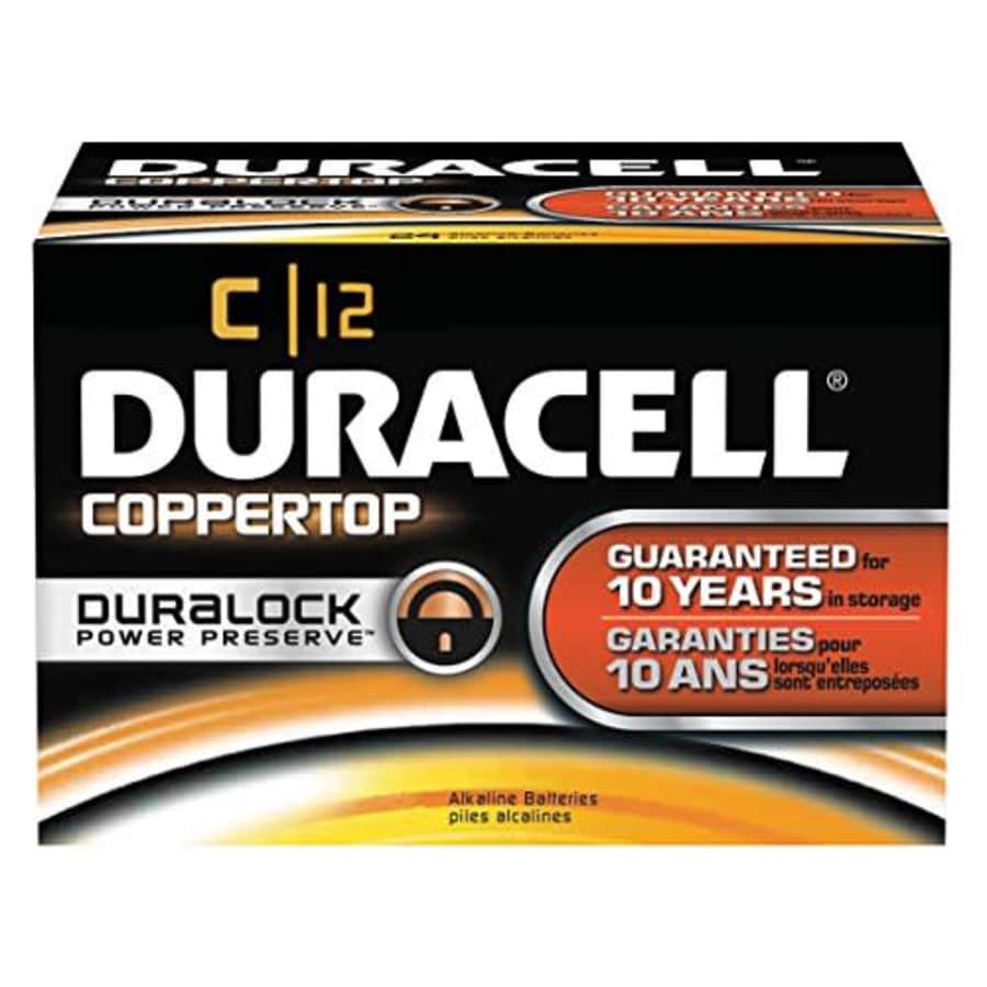Duracell Coppertop Alkaline Batteries with Duralock Power Preserve Technology, C, 12 Count (Pack of 1) for $27 Duracell Coppertop Alkaline Batteries with Duralock Power Preserve Technology, C, 12 Count (Pack of 1) for $27