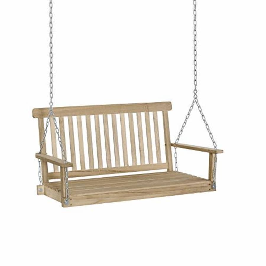 Outsunny 2 Seater Outdoor Porch Swing Chair Seat with Slat Design, Hanging Chains Wooden Hammock for $115 Outsunny 2 Seater Outdoor Porch Swing Chair Seat with Slat Design, Hanging Chains Wooden Hammock for $115