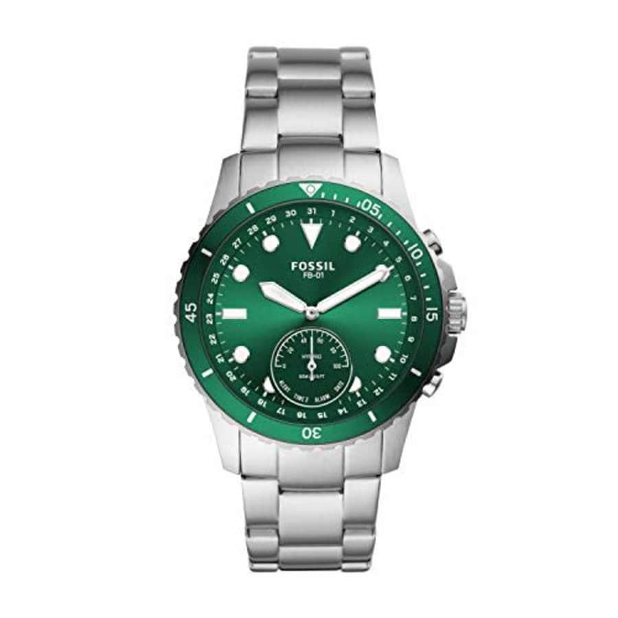 Fossil Men's FB-01 Stainless Steel Hybrid Smartwatch, Color: Silver/Green Dial (Model: FTW1301) for $100 Fossil Men's FB-01 Stainless Steel Hybrid Smartwatch, Color: Silver/Green Dial (Model: FTW1301) for $100