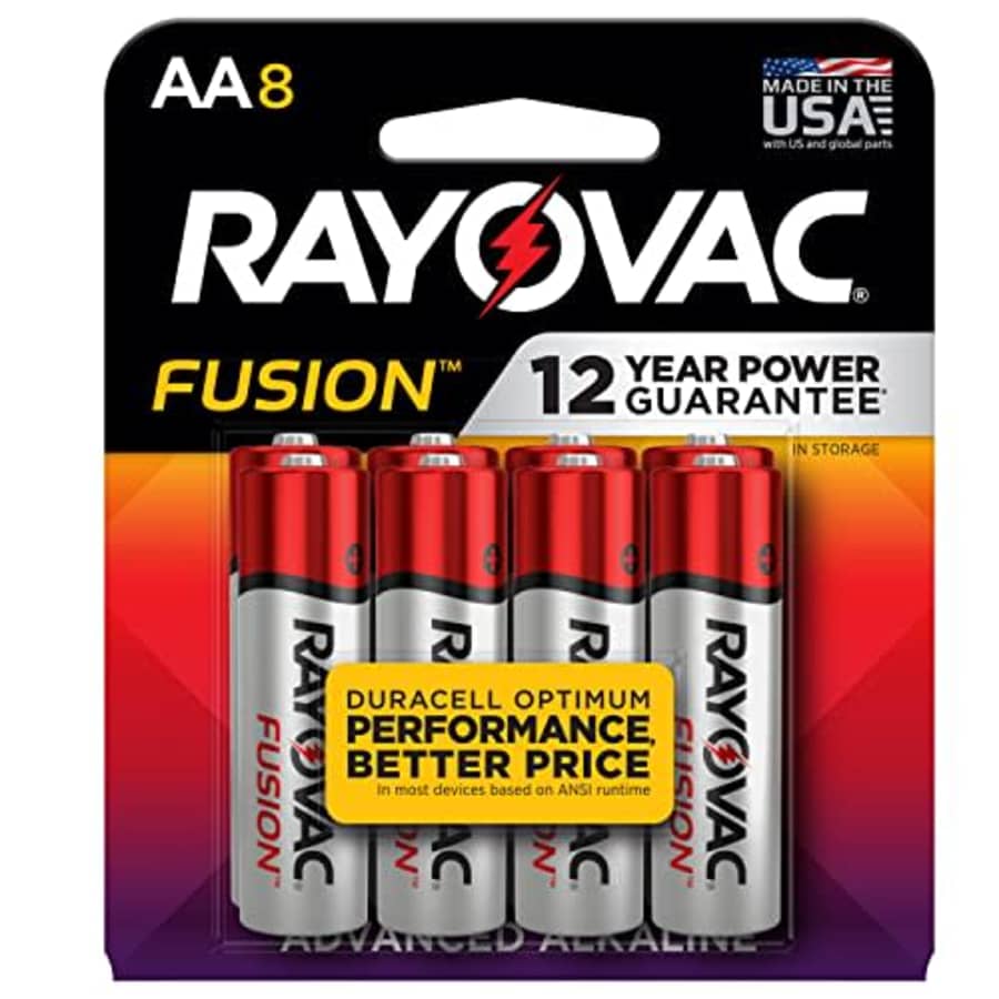Rayovac AA Batteries, Fusion Premium Double A Battery Alkaline, 8 Count for $9 Rayovac AA Batteries, Fusion Premium Double A Battery Alkaline, 8 Count for $9