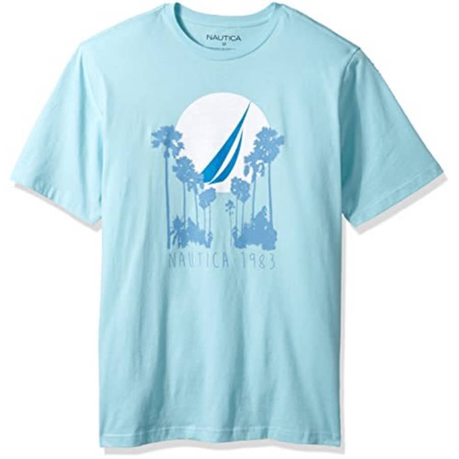 Nautica Men's Tall Short Sleeve Signature Graphic Crewneck T-Shirt, Harbor Mist, 1X Big for $22