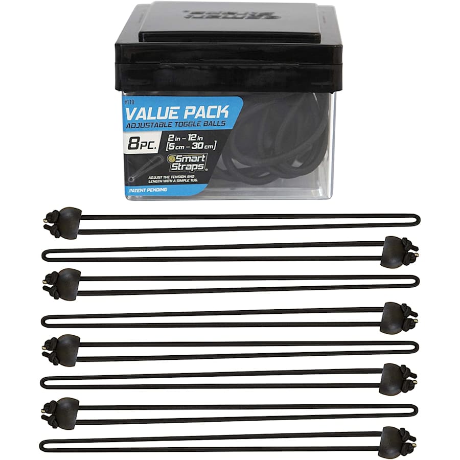 SmartStraps Adjustable Toggle Ball Light Duty Bungee Cord 8-Pack for $15