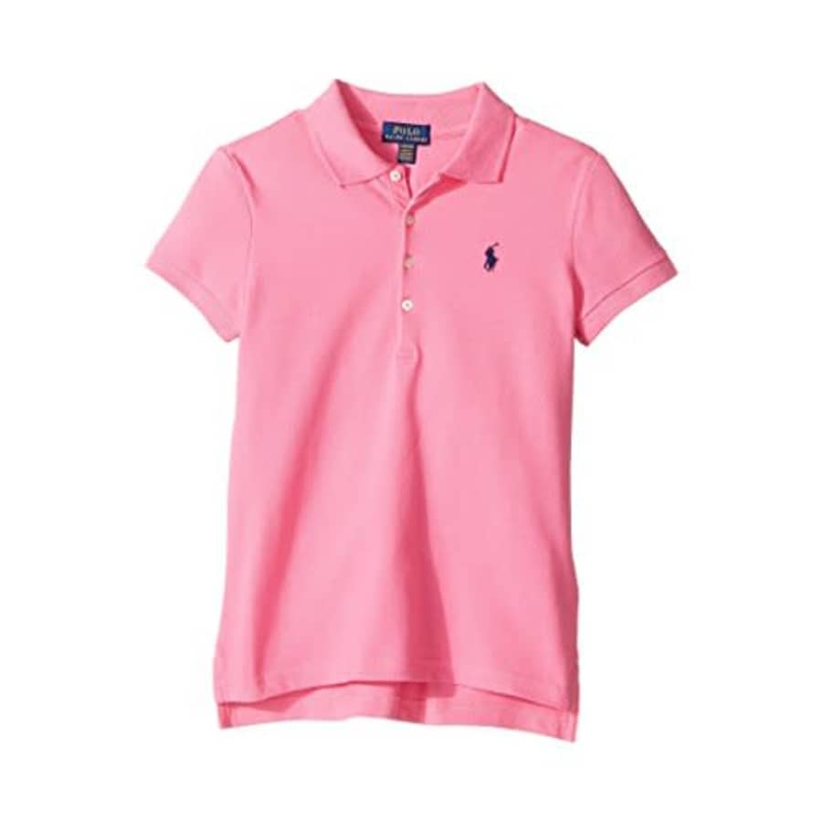 Polo Ralph Lauren Kids Girl's Short Sleeve Mesh Polo Shirt (Little Kids/Big Kids) Baja Pink LG for $93