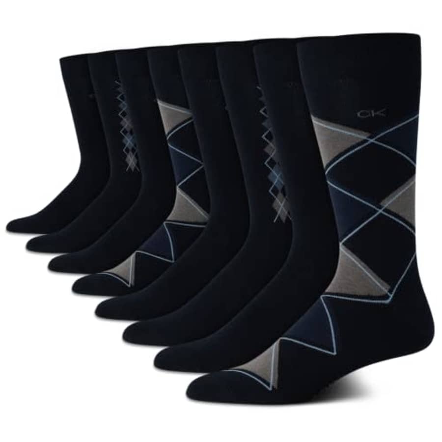 Calvin Klein Men's Dress Socks - Lightweight Cotton Blend Crew Socks (8 Pack), Size 7-12, Navy for $19 Calvin Klein Men's Dress Socks - Lightweight Cotton Blend Crew Socks (8 Pack), Size 7-12, Navy for $19