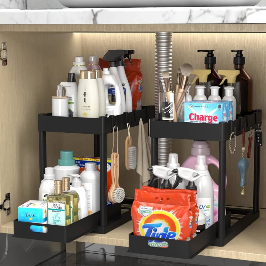 Under Sink Organizer Rack 2-Pack for $24 Under Sink Organizer Rack 2-Pack for $24