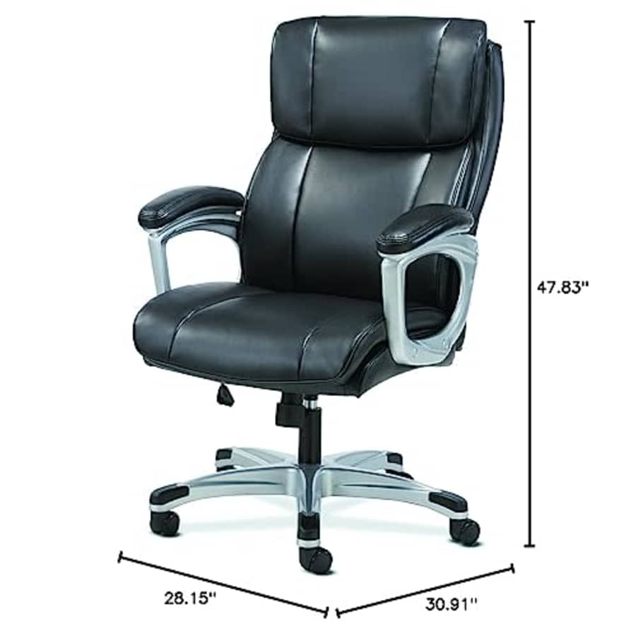 HON Sadie Executive Computer Chair- Fixed Arms for Office Desk, Black Leather (HVST315) for $243