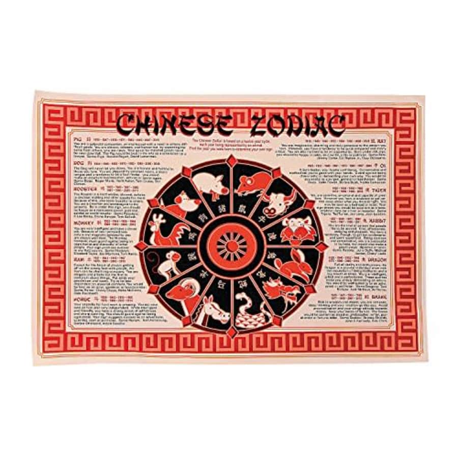 Fun Express 2024 Chinese Horoscope Mats - Set of 12 Placemats - Chinese New Year Party Supplies for $3